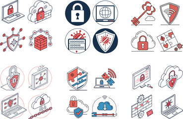 Obraz premium Cybersecurity & Data Protection Vector Pack – Internet Safety & Online Security
