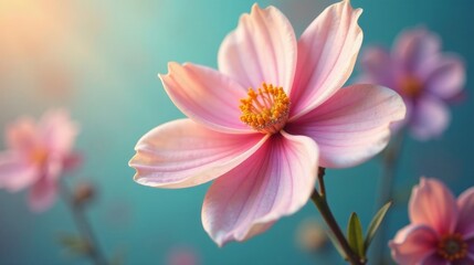 Fototapeta premium Delicate Pink Blossom in Soft Light, a Close-Up Study of Nature's Beauty