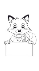 Fototapeta premium Cute Fox Doctor Holding Sign.