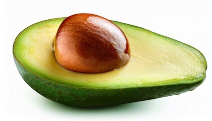 Avocado's Delight: A beautifully cut avocado, revealing its vibrant green flesh and the large seed nestled within, a symbol of healthy eating and fresh produce.