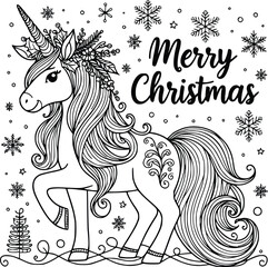 Magical Christmas Unicorn Clipart – Festive Holiday Illustration