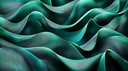 Obraz premium Abstract turquoise waves flow in layered design. Backdrop for artistic presentation or modern webpage