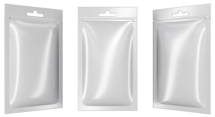 Realistic pouch mockups. 3d illustration transparent background