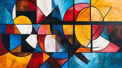 Fototapeta premium Professional Abstract Geometric Painting Illustrating Precision and Balance