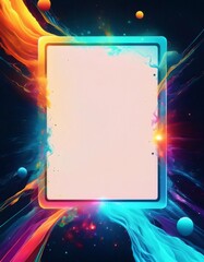 Vibrant colorful abstract poster with blank space for text