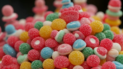 Pile of colorful sugar-coated candies