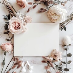 
Victorian-Inspired Floral Watercolor Frame with Blank White Card"