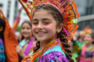 Fototapeta premium Joyful multicultural easter parade celebration with colorful traditional attire