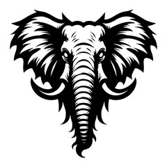 Obraz premium Elephant Head Front View Detailed Line Art Drawing for Esport Logo Black and White Outline Line Art Drawing