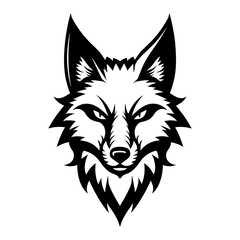 Obraz premium Fierce Fox Head Mascot Logo Front View Vector Illustration Black and White Outline Line Art Drawing