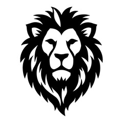 Obraz premium Minimalist Lion Head Logo Vector Illustration with Black and White Outline Line Art Drawing Style