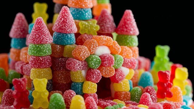 Candy castle made of gummy sweets