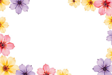 Obraz premium Watercolor Floral Border PNG – Elegant Transparent Flower Frame for Invitations & Designs