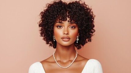 Enhanced soft curls with pearl accents romantic contemporary style