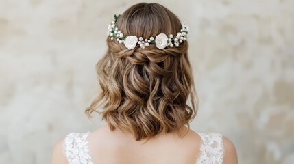 Enhanced soft curls with pearl accents romantic contemporary style