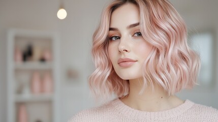 Romantic waves with rose gold highlights timeless beauty concept