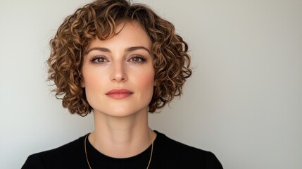 Modern chic hairstyle with voluminous curly layers and faded sides