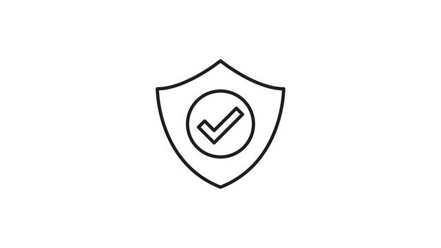 Shield icon animation 4k footage looping isolated on white background