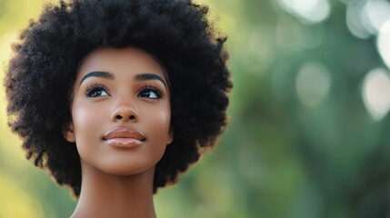 Voluminous afro with golden highlights showcases natural beauty trends