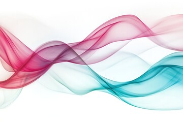 Naklejka premium Swirling light patterns in a vibrant palette of red, teal, and magenta, creating an impression of movement and fluidity, with smooth gradient transitions between colors.