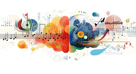 Obraz premium An artistic representation of the left and right brain, each half depicting different colors or patterns