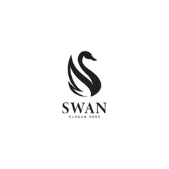 Obraz premium swan logo vector. Abstract minimalist logo icon swan