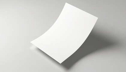 Floating blank letterhead with realistic drop shadow laying on white background. Clean, minimal paper sheet template, corporate identity design for marketing materials, formal documents elegant