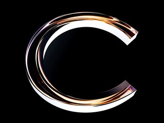 Glass Letter C for Dark Background.
