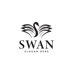 swan logo vector. Abstract minimalist logo icon swan