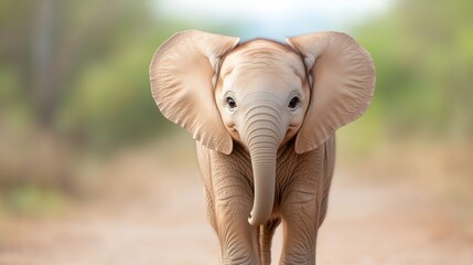 Cute elephant walking in nature scene