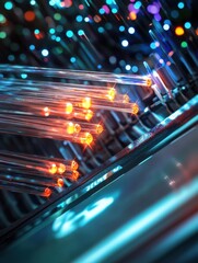 Obraz premium Fiber Optic Network Cable Installation and Infrastructure