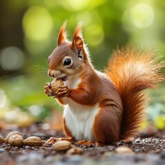 Fototapeta premium Squirrel Enjoying Nut Snack