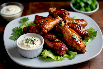 Baked chicken wings in a sweet chili sauce