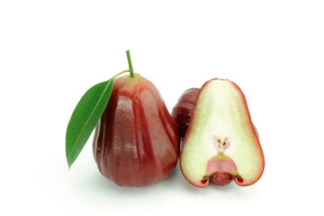 Ripe red Rose apples on white background.