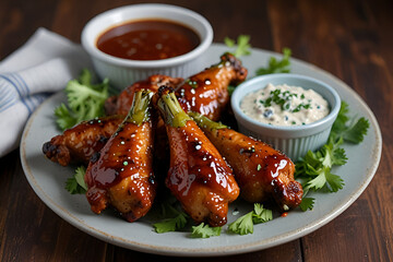 Baked chicken wings in a sweet chili sauce