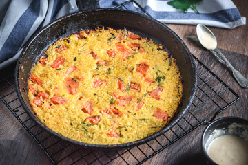 Spanish omelette in the pan 