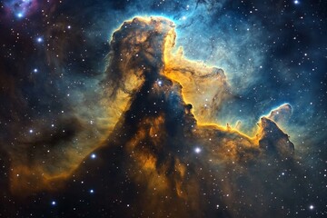Fototapeta premium A breathtakingly detailed deep-space image of a nebula, featuring vibrant colors and swirling cosmic dust