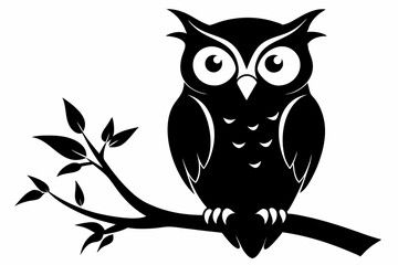 silhouette of owl with a tree branch vector 