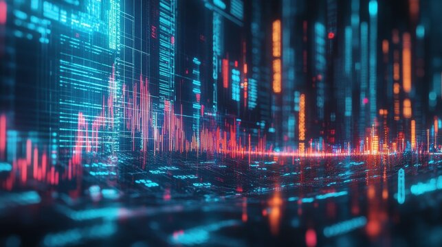 Stockmarket online trading chart candlestick on crypto currency platform. Stock exchange financial market price candles graph data pattern analysis concept. Computer screen closeup background - Powered by Adobe