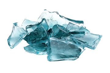 Obraz premium A Pile Of Shattered Sea-glass, A Captivating Collection Of Turquoise Fragments Against A Stark Isolated on Transparent Background, Showcasing A Serene Yet Powerful Contrast