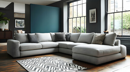 Modern sectional sofa in a stylish living room