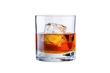 Classic drink served with ice in a clear glass, cut out
