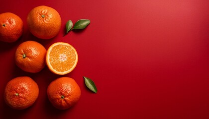 orange oranges on bright background with space for text top view