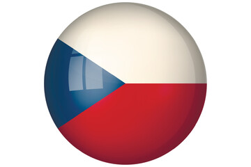 Flag of Czech Republic. Czech national symbol in official colors. Template icon. Abstract vector background. Round glass light ball, 3D big bubble, sphere.