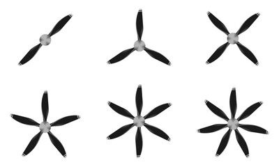 realistic Plane propeller set. plane propeller from 2 to 7 blade. vector illustration isolated on white background. © Zhee-Graphic