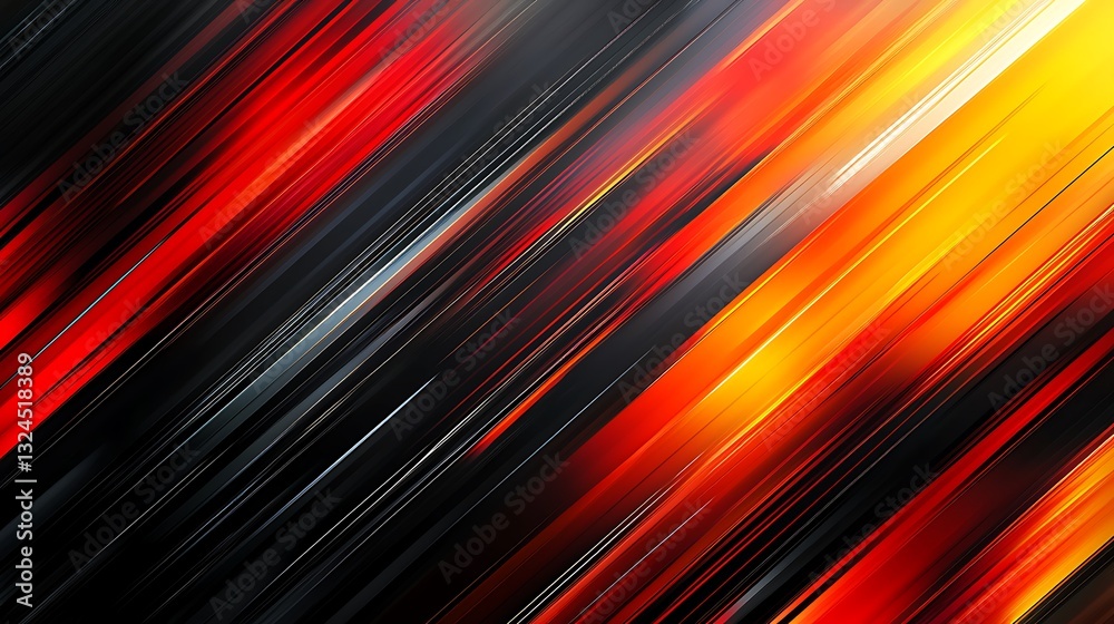Poster abstract diagonal lines background red orange yellow black