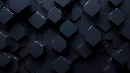 Obraz premium Abstract Geometric Hexagon Pattern in Deep Black