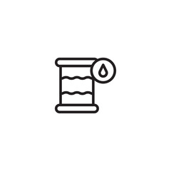 A barrel icon with liquid waves and a droplet symbol. Represents liquid storage, water resources, or fluid dynamics. Simple line art style.