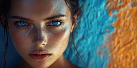 Woman with blue eyes