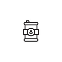 A barrel icon with a liquid drop symbol. Represents oil, fuel, or liquid storage. Simple line art design.